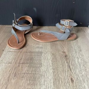 Gray strappy sandals